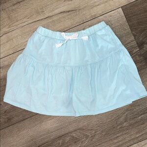 Light Blue Tiered Skirt with White Drawstring